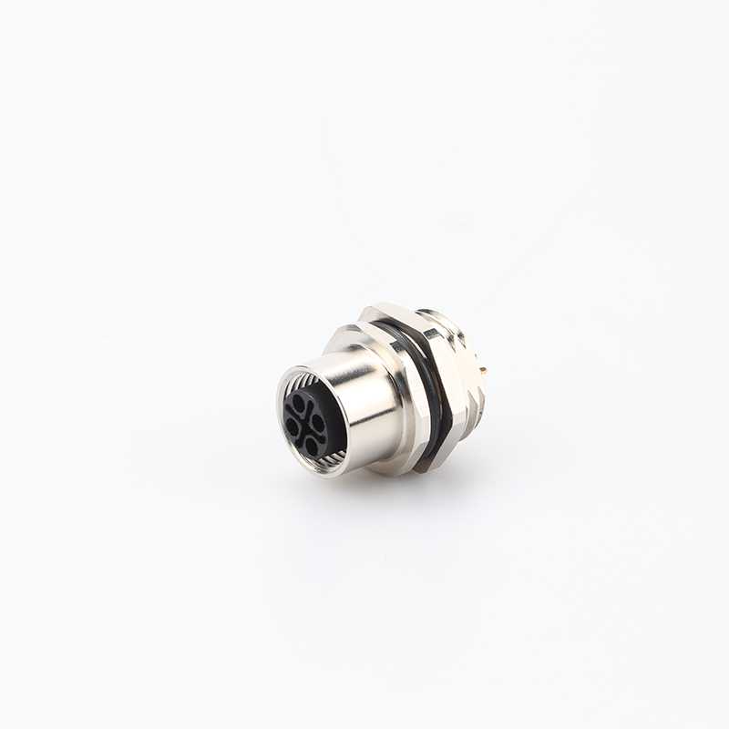 M12面板式法蘭板后S孔型，電源型