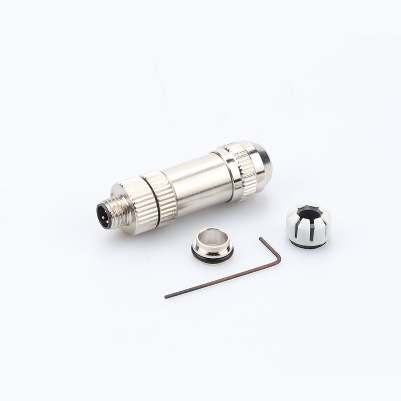 M8組裝式金屬屏蔽針型插頭,防水IP67